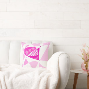 Abstract Stars And Stripes: Pink White Cushion