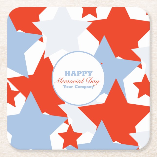 Abstract Stars Memorial Day Event Party Square Paper Coaster (Front)