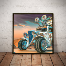 Abstract Steampunk Hot Rod Poster 