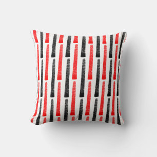 Abstract Stenciled Lines - Red and Black Cushion