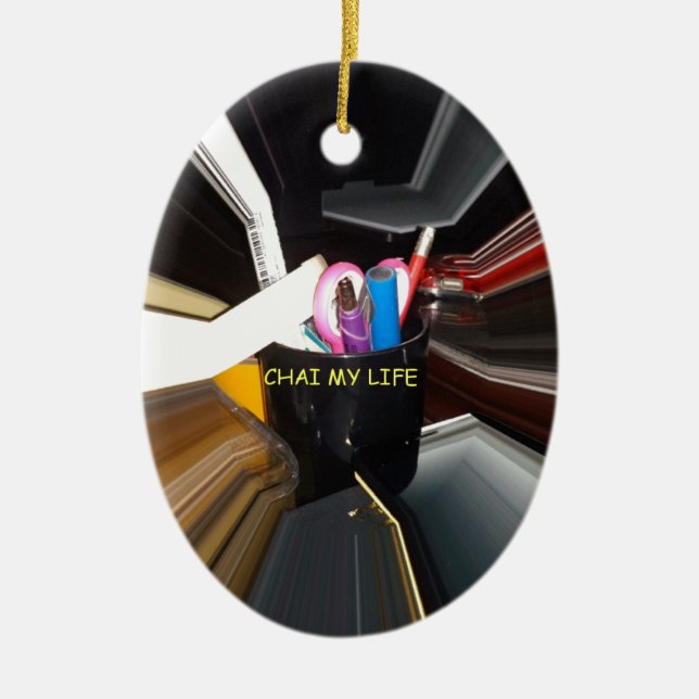 Abstract Still Life Tea Mug Office Stationary Art  Ceramic Ornament (Front)