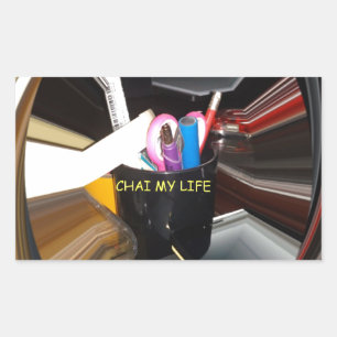 Abstract Still Life Tea Mug Office Stationary Art  Rectangular Sticker