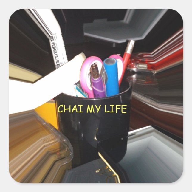 Abstract Still Life Tea Mug Office Stationary Art  Square Sticker (Front)