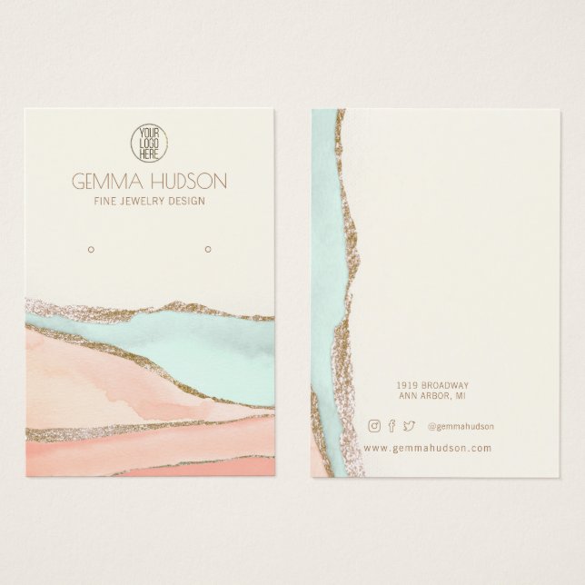 Abstract Stone Gold Foil Earring Display Card (Front & Back)