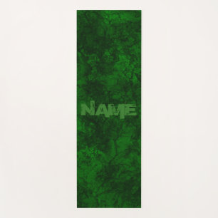 Abstract stone marble textured dark contrast green yoga mat