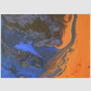 Abstract stone marble textured navy dark orange fi tissue paper