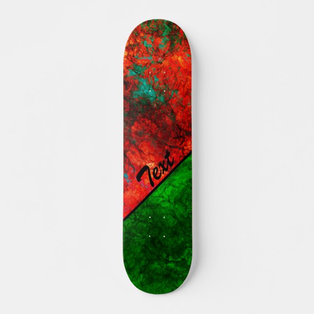 Abstract stone marble textured navy dark orange skateboard (Front)