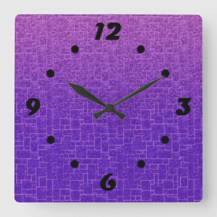 Abstract stone texture bricks decor ornamental pur square wall clock