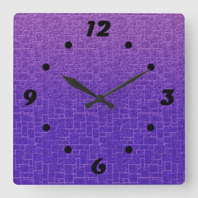 Abstract stone texture bricks decor ornamental pur square wall clock (Front)