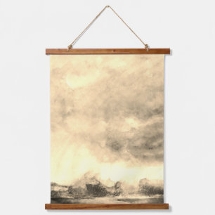 Abstract Storm Moonscape Watercolor  Hanging Tapestry