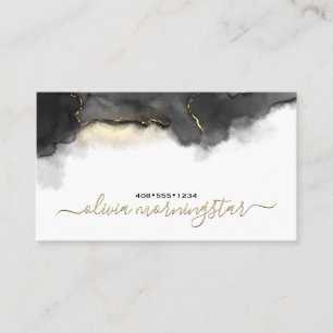 Abstract Stormy Black Watercolor Business Card