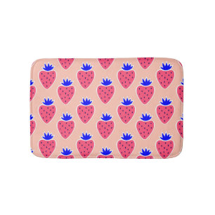 Abstract strawberry pattern on peach. bath mat
