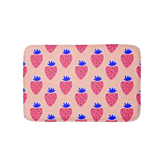 Abstract strawberry pattern on peach. bath mat (Front)
