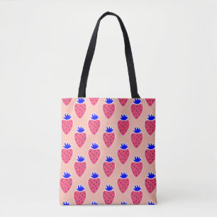 Abstract strawberry pattern on peach. tote bag