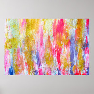 Abstract streams of paints on the wall. Modern tex Poster