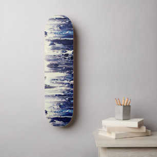 Abstract Street Art Inspired Dark Blue Ocean Skateboard