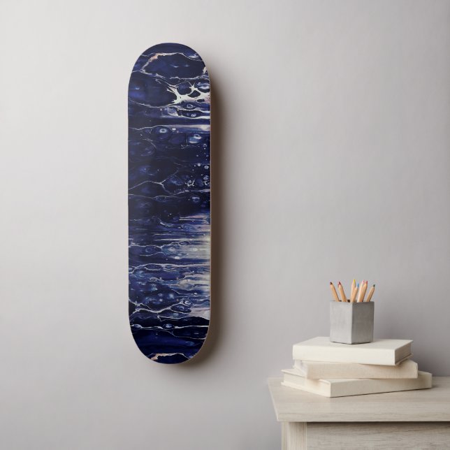 Abstract Street Art Inspired Dark Blue Ocean Skateboard (Wall Art)