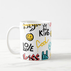 Abstract street graffiti lettering elements with g coffee mug