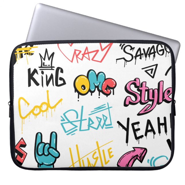Abstract street graffiti lettering elements with g laptop sleeve (Front)