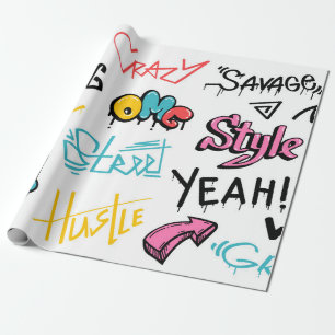 Abstract street graffiti lettering elements with g wrapping paper
