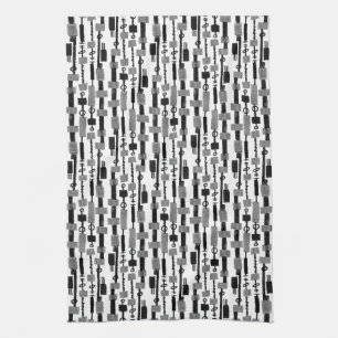 Abstract Stripe - Black on White Tea Towel