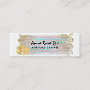 *~* Abstract Stripe Brush Splash Gold Glitter Mini Business Card