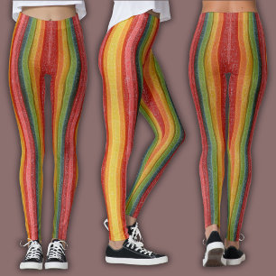 Abstract Stripe Pattern   Vibrant Rainbow Jelly Leggings