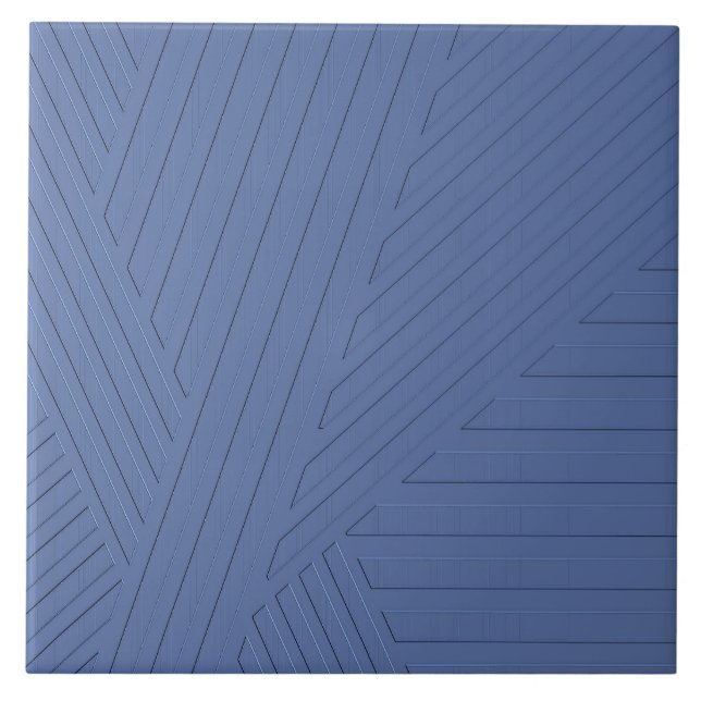 Abstract Striped Blue Ceramic Tile (Front)