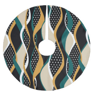 Abstract striped, colourful wavy pattern. brushed polyester tree skirt