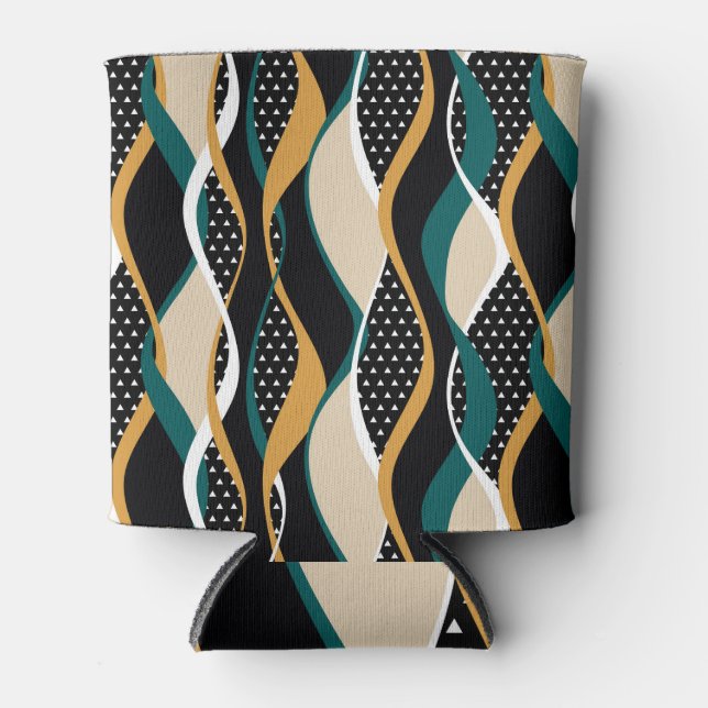 Abstract striped, colourful wavy pattern. can cooler (Front)