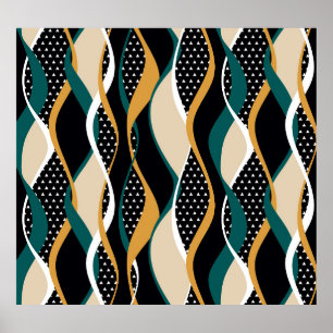Abstract striped, colourful wavy pattern. poster