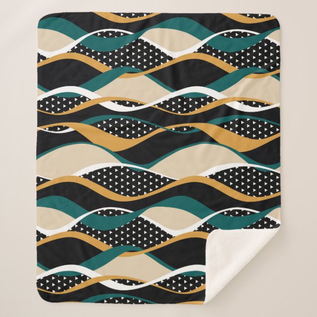 Abstract striped, colourful wavy pattern. sherpa blanket (Front)