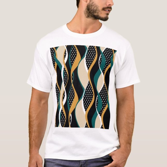 Abstract striped, colourful wavy pattern. T-Shirt (Front)