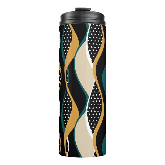 Abstract striped, colourful wavy pattern. thermal tumbler (Front)