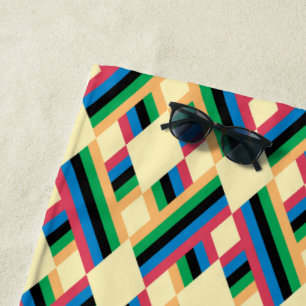 Abstract Striped Diamond Pastel Beach Towel