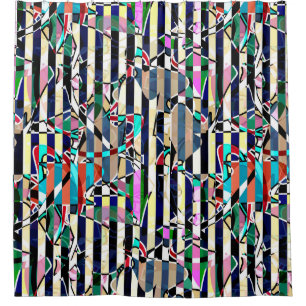 Abstract striped pattern shower curtain