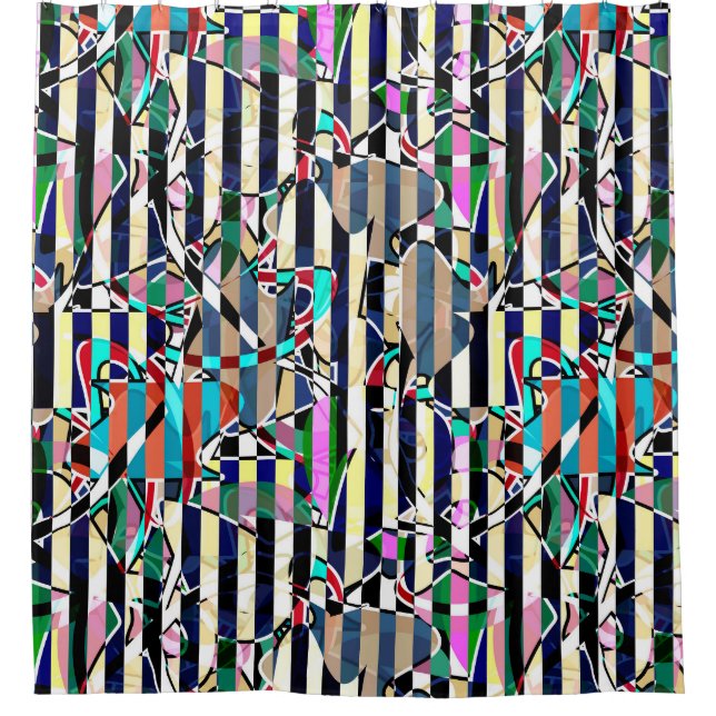 Abstract striped pattern shower curtain (Front)
