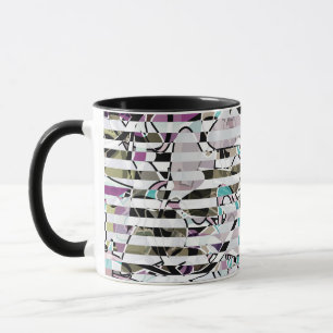Abstract striped pattern stripes beige turquoise p mug