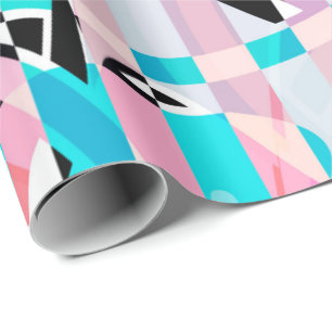 Abstract striped pattern stripes beige turquoise p wrapping paper