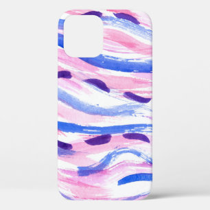Abstract striped watercolor background. Brush smea iPhone 12 Case