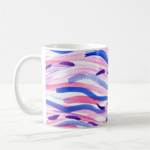 Abstract striped watercolor background. Brush smea Coffee Mug