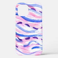 Abstract striped watercolor background. Brush smea