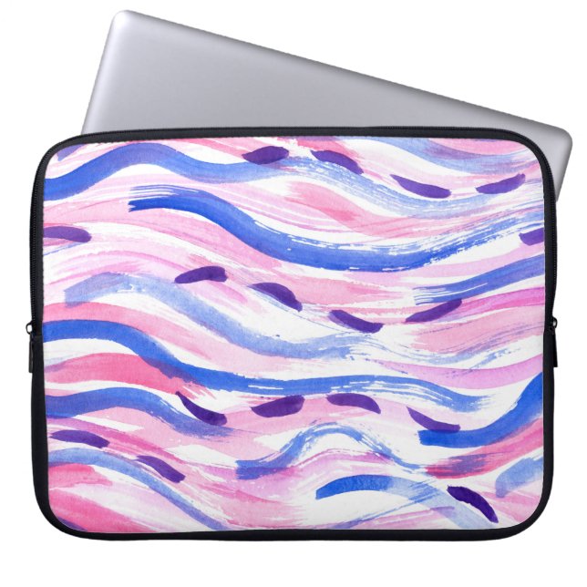 Abstract striped watercolor background. Brush smea Laptop Sleeve (Front)
