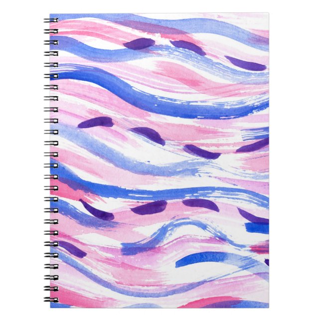 Abstract striped watercolor background. Brush smea Notebook (Front)