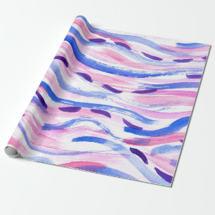 Abstract striped watercolor background. Brush smea Wrapping Paper