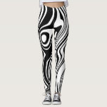 Abstract Striped Waves Black and White Leggings<br><div class="desc">Abstract Warped Striped Waves Black and White Leggings - or Choose / add your favourite background colours ! MIGNED Design</div>