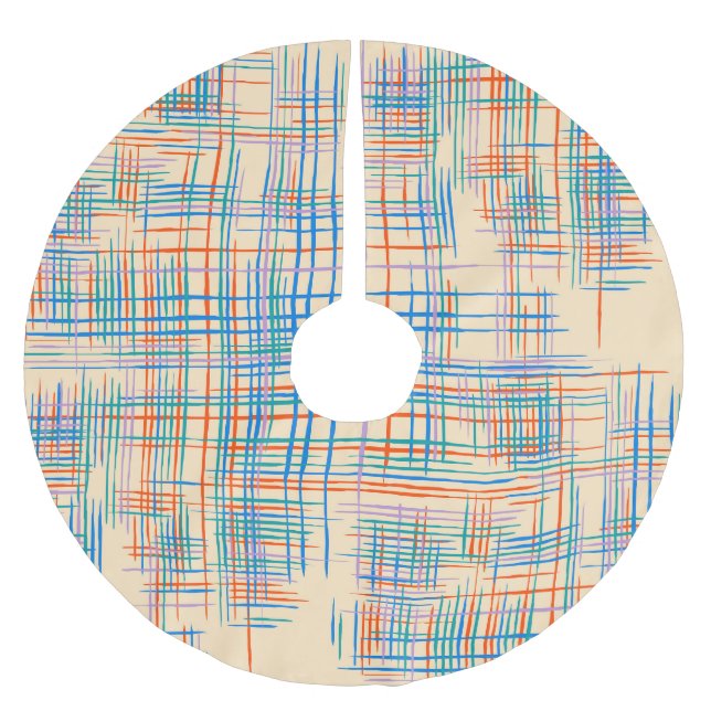 Abstract stripes, colourful ethnic grass mat. brushed polyester tree skirt (Front)