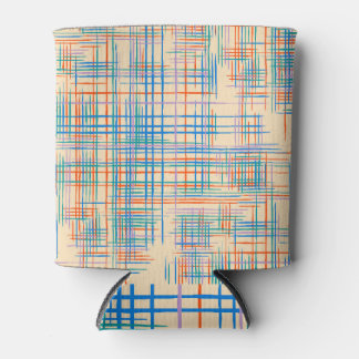 Abstract stripes, colourful ethnic grass mat. can cooler