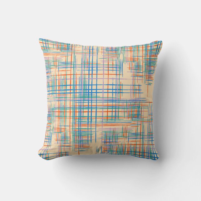 Abstract stripes, colourful ethnic grass mat. cushion (Front)