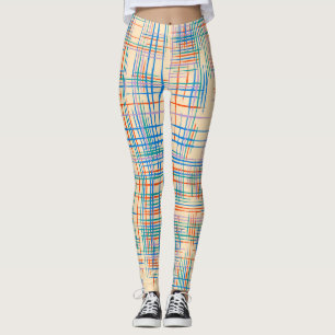 Abstract stripes, colourful ethnic grass mat. leggings